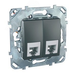 Unica TOP Графит Розетка ТЛФ 2-ая RJ11 4 контакта | MGU5.9090.12ZD | Schneider Electric - фото 2