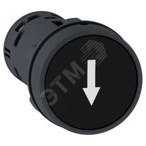 Кнопка черная 1НО + 1НЗ белая стрелка вниз