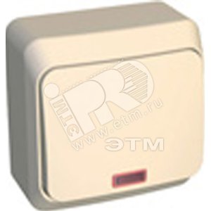ЭТЮД О/У Кремовый Выключатель кнопочный с подсветкой | KA10-002K | Schneider Electric - Schneider Electric
