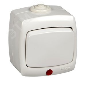 РОНДО О/У Белый Переключатель 1-клавишный с подсветкой 10А, IP44 | VA610-129B-BI | Schneider Electric - фото 2