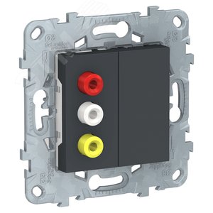 Розетка UNICA NEW 3 RCA антрацит (NU543154) - Schneider Electric