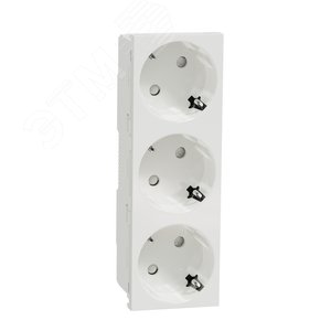 Unica Modular Розетка 3х(2К+З) 45гр, шторки, безвинтовые клеммы БЕЛАЯ (NU307618) - Schneider Electric