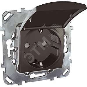 Unica TOP Графит Розетка с/з со шторками с крышкой, винт. зажим | MGU5.037.12TAZD | Schneider Electric - Schneider Electric