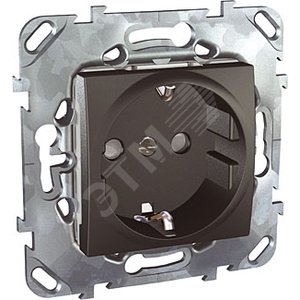 Unica TOP Графит Розетка с/з с защитными шторками, винт. зажим | MGU5.037.12ZD | Schneider Electric - Schneider Electric