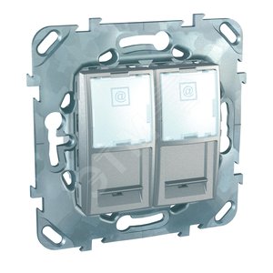 Unica TOP Алюминий Розетка компьютерная 2-ая RJ45 кат.5Е с полем для надписи | MGU5.2020.30ZD | Schneider Electric - Schneider Electric
