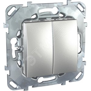 Unica TOP Алюминий Переключатель 2-клавишный (сх.6+6) | MGU5.213.30ZD | Schneider Electric - Schneider Electric