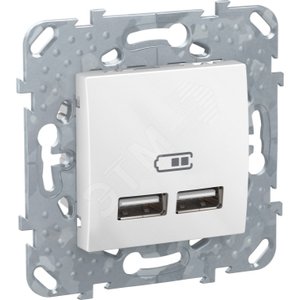 Unica Белый 2 USB зарядное устройство, 2.1А | MGU5.418.18ZD | Schneider Electric - Schneider Electric
