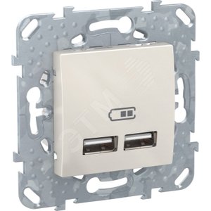 Unica Бежевый 2 USB зарядное устройство, 2.1А | MGU5.418.25ZD | Schneider Electric - Schneider Electric