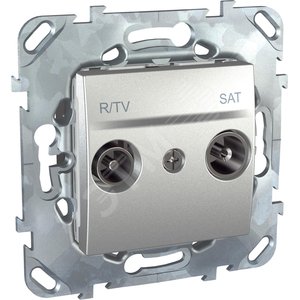 Unica TOP Алюминий Розетка TV-SAT проходная | MGU5.456.30ZD | Schneider Electric