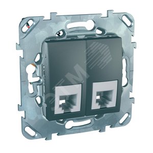 Unica TOP Графит Розетка ТЛФ 2-ая RJ11 4 контакта | MGU5.9090.12ZD | Schneider Electric - Schneider Electric