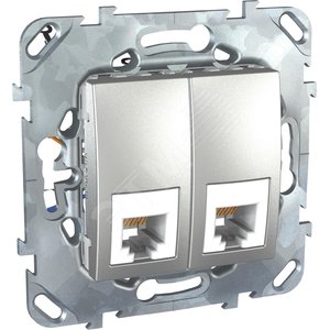 Розетка телефонная 2хRJ12 6 контактов алюминий - Schneider Electric