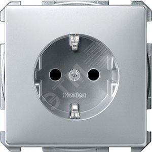 Механизм розетки с заземлением со шторками алюминий (MTN2300-4060) - Schneider Electric
