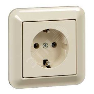 M-Trend Розетка с заземлением без шторок в сборе бежевая - Schneider Electric