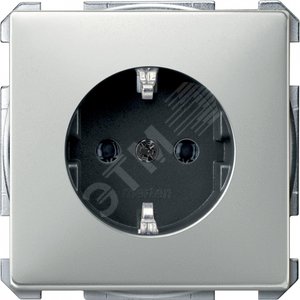 Механизм розетки с заземлением без шторок сталь - Schneider Electric