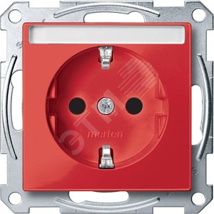 Механизм розетки Schuko с полем для надписи рубиновый - Schneider Electric