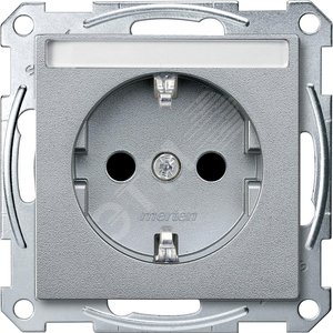 Механизм розетки Schuko с полем для надписи алюминий - Schneider Electric