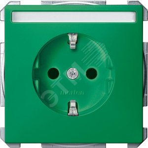 Механизм розетки с полем для надписи зеленый для спец.цепей - Schneider Electric
