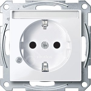 Механизм розетки Schuko с полем для надписи с индикаторной лампой белый - Schneider Electric
