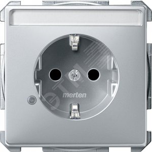 Механизм розетки Schuko с полем для надписи индикатор алюминий - Schneider Electric