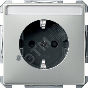 Механизм розетки Schuko с полем для надписи индикатор сталь (MTN2303-4146) - Schneider Electric