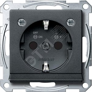 Механизм розетки Schuko с модулем светодиодной подсветки антрацит (MTN2304-0414) - Schneider Electric