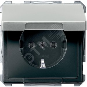 Механизм розетки Schuko с крышкой сталь (MTN2311-4146) - Schneider Electric
