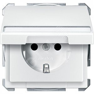 Механизм розетки Schuko с с крышкой с полем для надписи белый (MTN2312-4019) - Schneider Electric