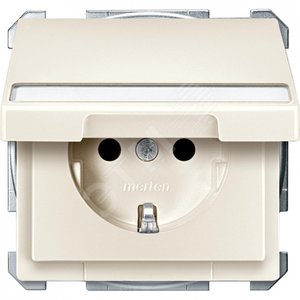 Механизм розетки Schuko с с крышкой с полем для надписи бежевый - Schneider Electric