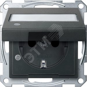 Механизм розетки Schuko с крышкой с индикаторной лампой антрацит (MTN2313-0414) - Schneider Electric