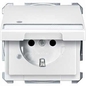 Механизм розетки Schuko с крышкой с полем для надписи индикатор белый - Schneider Electric
