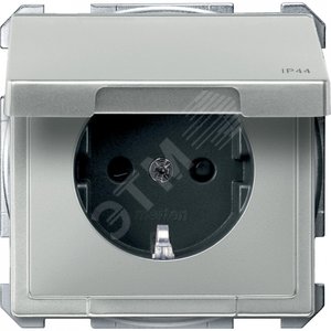 Механизм розетки Schuko с крышкой сталь - Schneider Electric