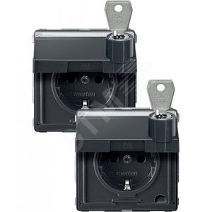 Механизм розетки Schuko с крышкой антрацит - Schneider Electric