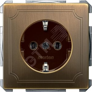 Механизм розетки Schuko с винтовыми зажимами античная латунь (MTN2401-4143)