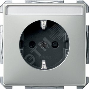 Механизм розетки Schuko с полем для надписи сталь - Schneider Electric
