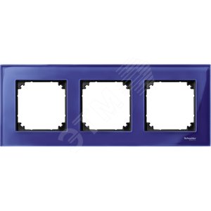 Рамка 3 поста стеклянная сапфир