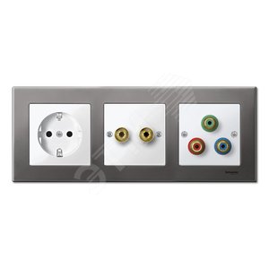 Рамка 3 поста металлическая серый родий (MTN403314)