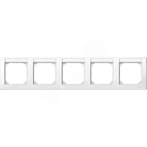 Рамка 5 постов с полем для надписи M-SMART горизонтальная белый (MTN471519)