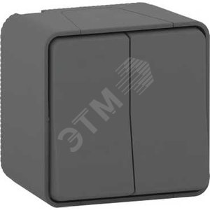 Переключатель двухклавишный MUREVA S 6+6, открытой установки, антрацит, IP55 (MUR35022)