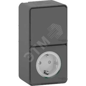 Mureva Styl Антрацит Блок: Розетка+Переключатель 1-кл., IP55 (в сборе) | MUR36024 | Schneider Electric - Schneider Electric