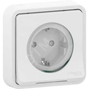 Mureva Styl Белый Розетка с/з и шт., внутр. монт., IP55 (в сборе) | MUR39132 | Schneider Electric - Schneider Electric