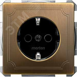 Sys D Розетка со шторкой античная латунь SCHUKO (MTN2300-4143) 4