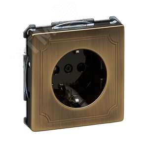 Sys D Розетка со шторкой античная латунь SCHUKO (MTN2300-4143) 2