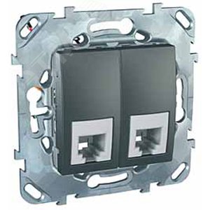 Unica TOP Графит Розетка ТЛФ 2-ая RJ11 4 контакта | MGU5.9090.12ZD | Schneider Electric - фото 3
