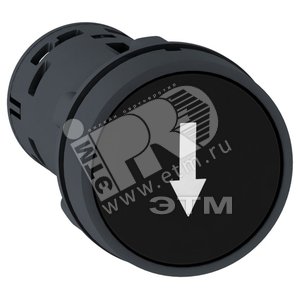 Кнопка черная с потайным толкателем 1НО белая стрелка