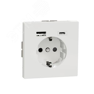 MERTEN D-Life РОЗЕТКА силовая 16 A с зарядкой USB A+C 3 A, БЕЛЫЙ ЛОТОС - Schneider Electric