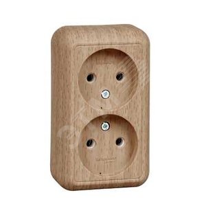 ПРИМА Розетка х2 нар. б/з изол/пл 16А 250В бук