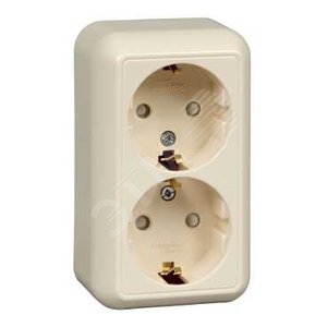 ПРИМА Розетка х2 нар. c/з с/ш изол/пл 16А 250В беж