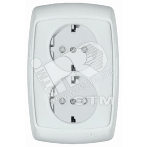 РОНДО Розетка двойная скрытая с заземлением 250В 16А со шторками белая - Schneider Electric