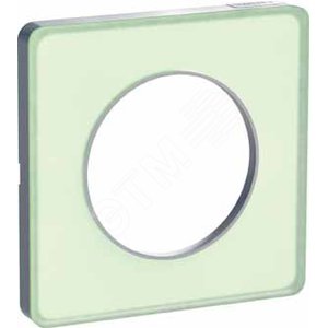 Рамка ODACE 1 пост зеленый лед/алюминий (S53P802S) - Schneider Electric
