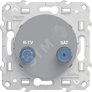 Odace Алюминий Розетка R-TV/SAT проходная | S53R456 | Schneider Electric - Schneider Electric